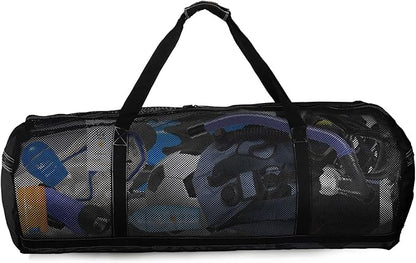 Peohud Mesh Dive Bag, Extra Large Scuba Gear Bag, Foldable Mesh Duffle Beach Tote Bag with Zipper and Pockets for Snorkeling, Spearfishing, Freediving, Swimming, Travel, Gym, Sports