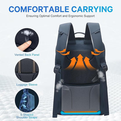 BANGE Ergonomic Anti-Theft Laptop Backpack for Men & Women, 15.6 Inch Business Travel Backpack, Waterproof Lightweight Durable Rucksack for Office, College, Outdoor
