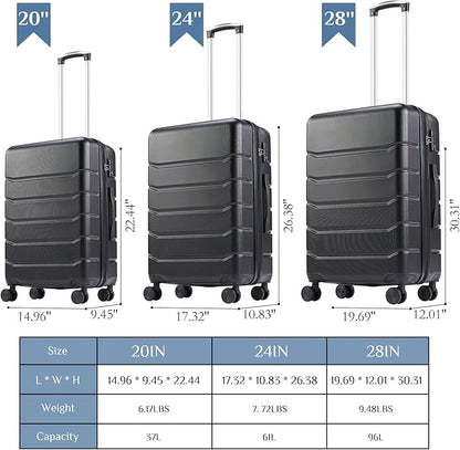 OLIXIS 21 Inch Carry-On Luggage, Hardside Suitcase with Spinner Wheels, Lightweight ABS Hard Shell Travel Luggage, TSA Approved Lock, Expandable Small Suitcase for Business & Travel–Black