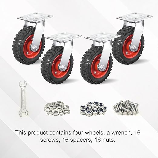 6 Inch Caster Wheels, Casters Set of 4 Heavy Duty, Industrial Castors for Moving Needs, Plate Castor Wheels Perfect for Furniture, Equipment (6INCH Swivel,4pk)