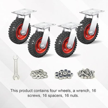 6 Inch Caster Wheels, Casters Set of 4 Heavy Duty, Industrial Castors for Moving Needs, Plate Castor Wheels Perfect for Furniture, Equipment (6INCH Swivel,4pk)