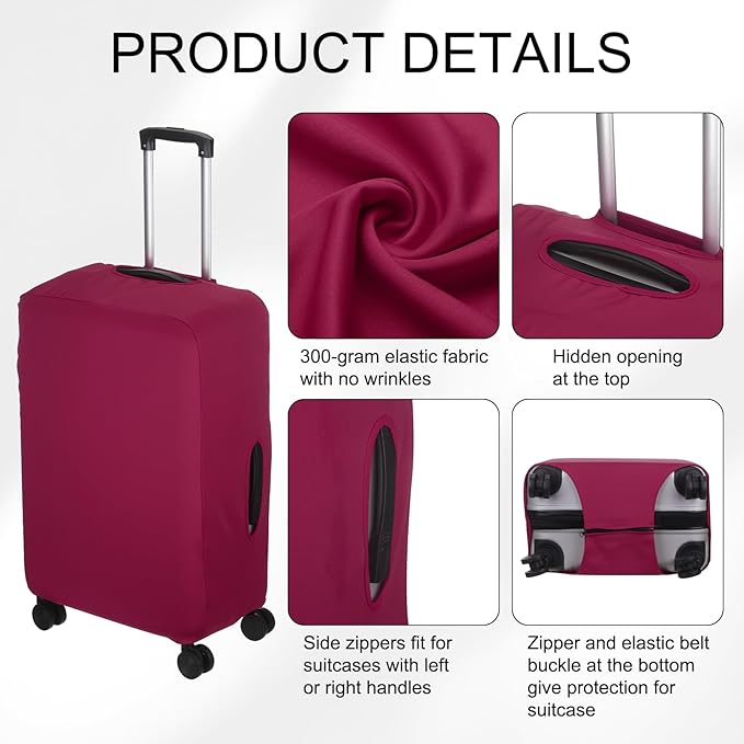 uxcell Travel Luggage Cover, Washable Suitcase Covers for Luggage Anti-scratch Suitcase Protector Elastic Baggage Protective, Fits 26-28 Inch Suit Case, Purple Red