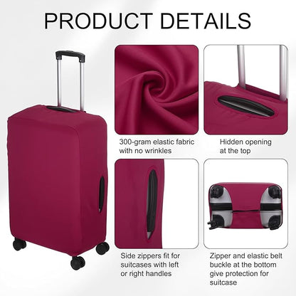 uxcell Travel Luggage Cover, Washable Suitcase Covers for Luggage Anti-scratch Suitcase Protector Elastic Baggage Protective, Fits 26-28 Inch Suit Case, Purple Red