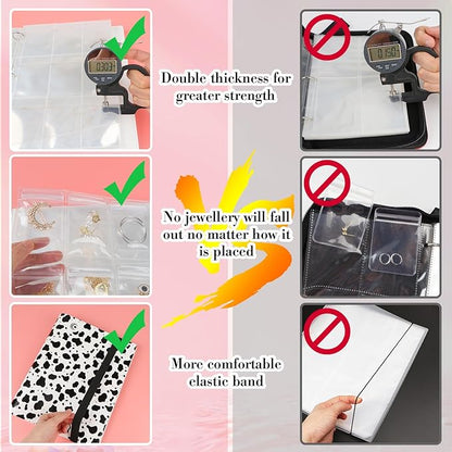 Large Transparent Jewelry Storage Book with 300 Pockets and 50 Jewelry Pouches,Travel Jewelry Organizer and Storage,Jewelry Binder Organizer for Earring,Bracelet,Necklace