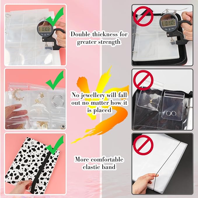 Large Transparent Jewelry Storage Book with 300 Pockets and 50 Jewelry Pouches,Travel Jewelry Organizer and Storage,Jewelry Binder Organizer for Earring,Bracelet,Necklace