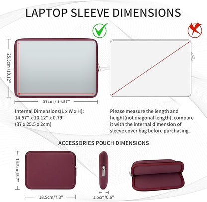 RAINYEAR 16 Inch Laptop Sleeve Protective Soft Case with Accessories Pouch, Specially Compatible with 16" MacBook Pro M1 M2 M3 M4 Pro/Max A2141 A2485 A2780 A2991 A3403 A3186 (Red, Upgraded Version)