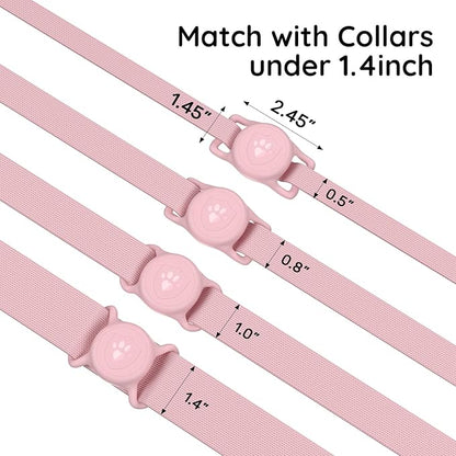 for AirTag Dog Collar Holder, Dog Air Tag Holder, IP68-Waterproof | Lightweight Silicone | Anti-Lost | Ultra-Durable | Compatible with Apple AirTags (Rose Red+Pink)