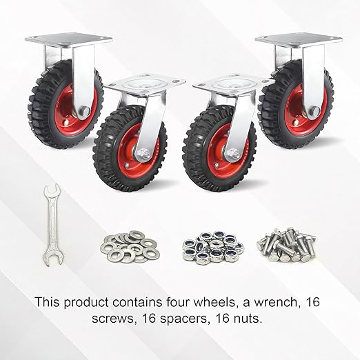 6 Inch Caster Wheels, Casters Set of 4 Heavy Duty, Industrial Castors for Moving Needs, Plate Castor Wheels Perfect for Furniture, Equipment (6INCH 2*Swivel+2*Fixed)