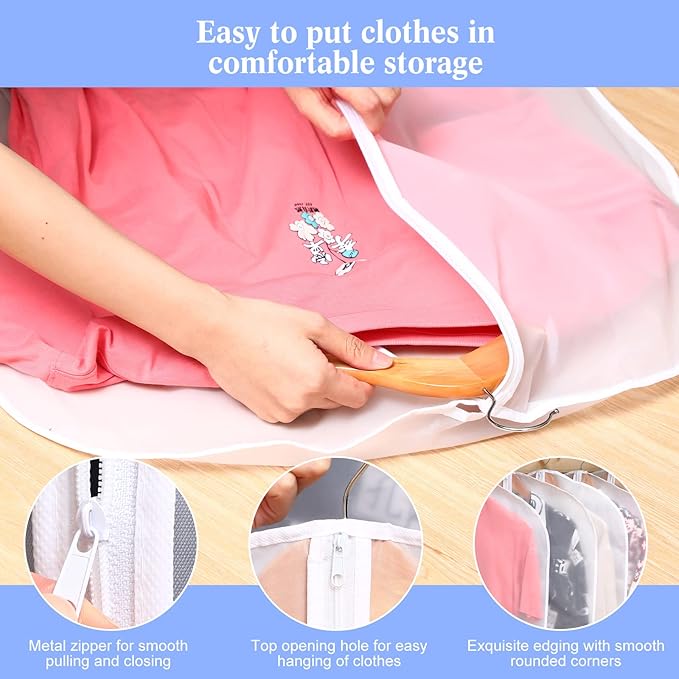 Chumia 25 Pcs Garment Bags for Hanging Clothes Storage, 24 x 32 Inch Clear Plastic Clothes Covers Dust Proof Suit Cover Dress Garment Bags with Full Zipper for Travel Closet Adult