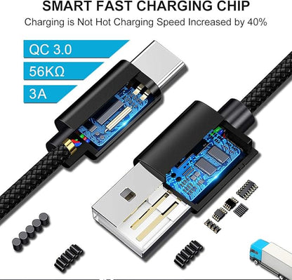 CLEEFUN USB C Cable, USB to USB C Cable, [5 Pack, 3/3/6/6/10 ft] Type C Charger Cable Fast Charging for iPhone 17 16 15 Pro Max Plus Air, for Samsung Galaxy S25 S24 S23 S22 S21 S20 S10 A17 A16 A15