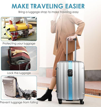 Travel Inspira Luggage Straps for Suitcases with TSA Lock, Protect Your Luggage Anti-Burst, High Visibility Color, Easy to Identify Luggage Adjustable Heavy Duty Belt for 20-32 Inch Suitcases