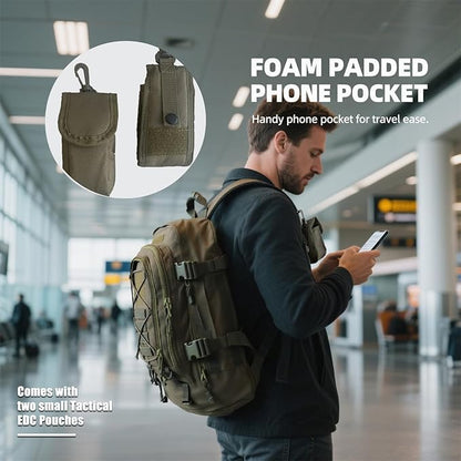 Tactical Backpack Military Army Daypack - Assault Pack for Men Molle Backpacks Bug Out Bag 3 Day Pack for Hiking Camping Travel Hunting Rucksack Trekking Green