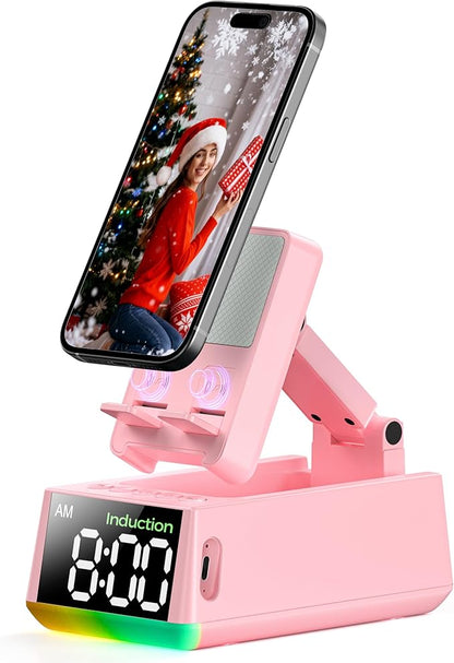 Bluetooth Speaker White Elephant Gifts:Induction Cell Phone Stand HD Sound Gift for Men Women Adults Birthday Christmas Secret Santa,Kitchen Gadget Mom Wife Dad Husband Teen Stocking Stuffers(Pink)