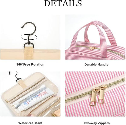 YOOLIFE Gifts for Friends - Friendship Gifts for Women, Travel Toiletry Bag for Women, Hanging Toiletry Bag, Monogrammed Initial Tolietry Pouch Makeup Bag - Letter F, Pink
