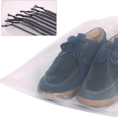 Set of 12 Transparent Shoe Bags for Travel Large Clear Shoes Storage Organizers Pouch with Rope for Men and Women