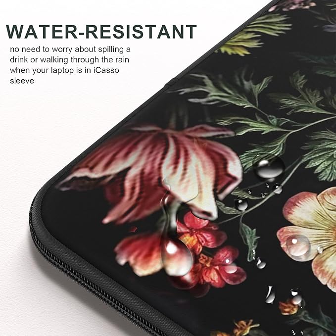 iCasso Laptop Sleeve 13 inch for MacBook Air 13-13.6 inch, Cute Laptop case for MacBook Pro 13 inch, Slim Protective Travel Carrying Case for MacBook Pro 14 inch, Chromebook, HP, Dell, Vintage Floral