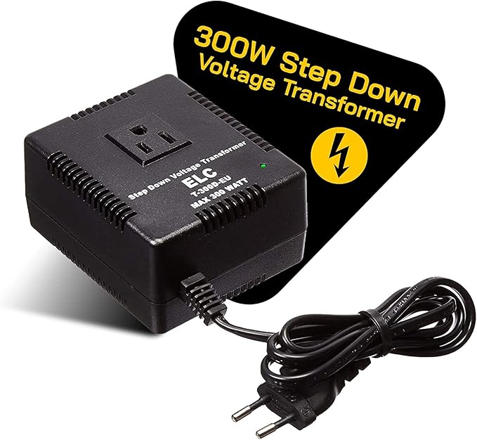 ELC 300-Watt Voltage Converter - Step Down - 220v to 110v / 240v to 120v Travel Power Converter - for Hair Straightener, Hair Dryer, Laptops and Chargers, CE Certified [3-Years Warranty]