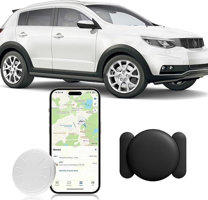 Mini GPS Tracker for Vehicles,Real Time Car Tracker Work with Apple Find My(iOS Only),No Subscription Global Coverage Car Locator with Magnetic Case (Black,1PCS)