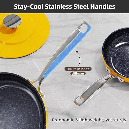 Nuwave Lux 13pc Forged Lightweight Cookware Set PFAS Free, Healthy G10 Duralon Ceramic Coating, Ultra Non-Stick, Stay-Cool Handles, Works on All Cooktops & Induction Ready
