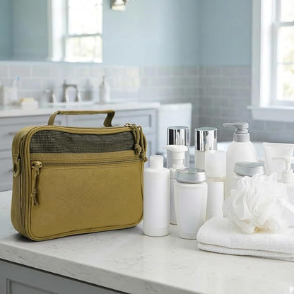 VELVEBAG Mens Toiletry Travel Bag Hanging Toiletry Bag for Toiletry Bag Shaving Bag for Men Travel for Cosmetic,Toiletries Accessories, Khaki