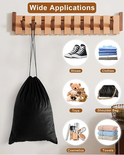 FantasyLife Shoe Bags for Travel, Washable Dust Bags for Storage & Packing, Flannel Shoe Pouch with Drawstring Closure for Purses, Handbags, Shoes & Toys (4, Black Beauty)