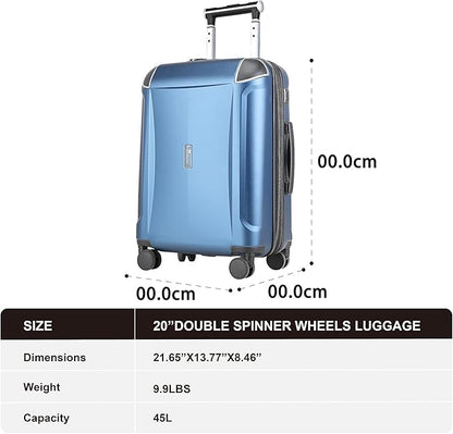 Luggage Sets 3 Piece with Cup Holder & USB Port, Expandable PC Hardside Durable Suitcases with Spinner Wheels & TSA Lock, 20/24/28 Inch, Blue