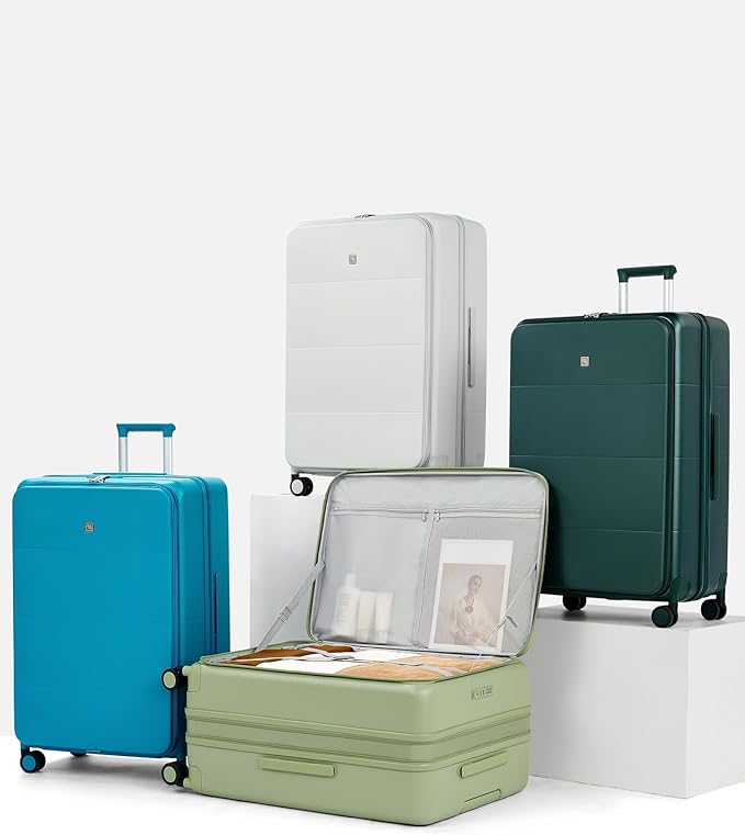 Hanke Hardside Expandable Large Checked Luggage, 28 Inch Top Opening Trunk Luggages with Spinner Wheels, All-PC Hard Shell Suitcase, Lightweight TSA Approved (Bamboo Green, 120L)