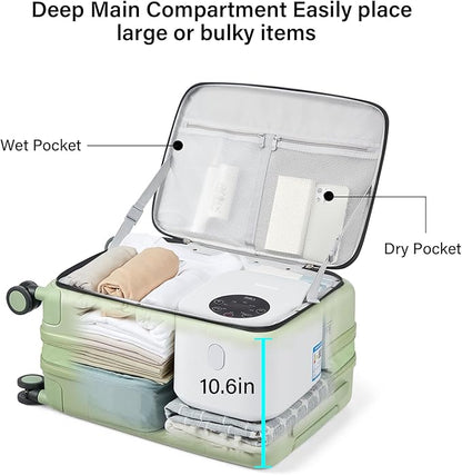 Hanke Hardside Expandable Carry On Luggage, 20 Inch Top Opening Trunk Luggages with Spinner Wheels, All-PC Hard Shell Carry-On Suitcase, Lightweight & TSA Airline Approved (Bamboo Green, 46L)