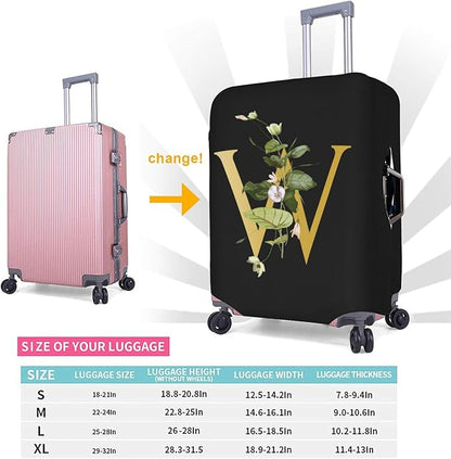 Decorative W Suitcase Protectors Elastic Washable Luggage Covers With Concealed Zippers For 18-32 Inch Luggage (Size L: Fits 25-28 Inch)