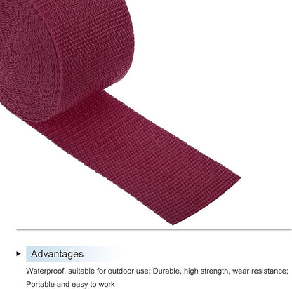 MECCANIXITY Lightweight Polypropylene Webbing Strap 2" 5 Yard Backpack Strapping Band Dark Red for Outdoor Luggage Cargo Straps