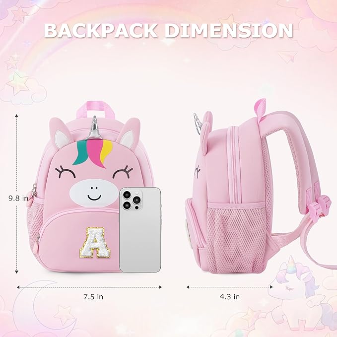 YOOLIFE Toddlers Kids Birthday Gift - Toddler Backpack for Kid, Unicorn Purple Initial School Backpack for Toddler Kids Birthday Gifts for Granddaughter Daughter Purple H