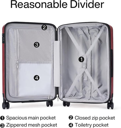 Hanke Expandable Hardshell Luggage Sets 3 piece Carry On Luggage with Wheels Suitcases Lightweight Checked Tsa Luggage Rolling Large Suitcase Travel Luggage Bag Woman Men 20/24/29 Inch(Burgundy)