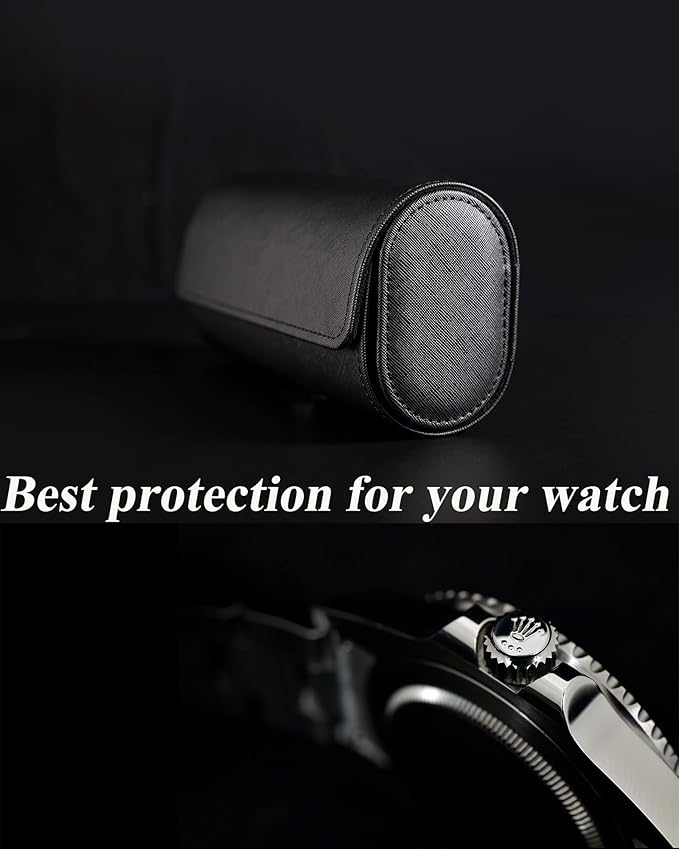 MR.OKAY 2 Watch Travel Case- Classic Leather Watch Case With Superb Texture.Portable Watch Roll Or Organizer For Storage And Display. Best Travel Gift for Men,All Handcrafted By Artisans.