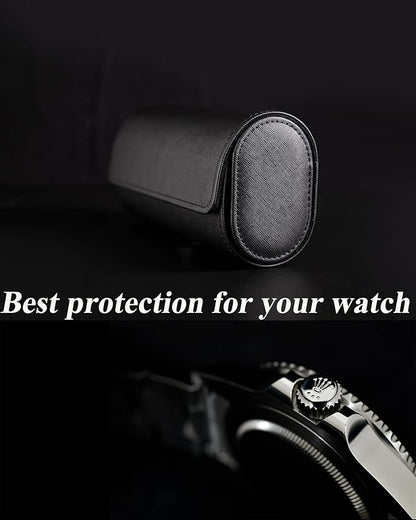 MR.OKAY 2 Watch Travel Case- Classic Leather Watch Case With Superb Texture.Portable Watch Roll Or Organizer For Storage And Display. Best Travel Gift for Men,All Handcrafted By Artisans.