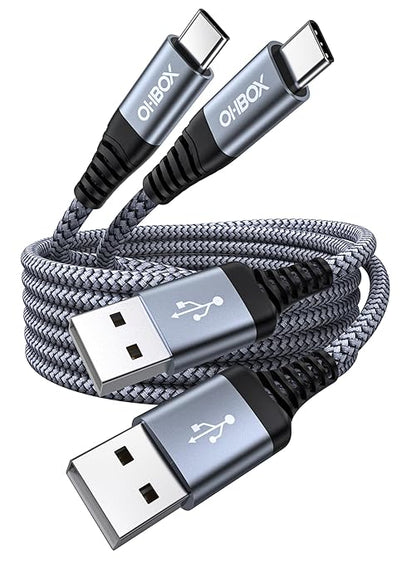 USB C Cable Fast Charging 10FT 2Pack, Long USB A to USB C Cable for Car, Durable Braided USB to USB Type C Cord iPhone USBC Charger for iPhone 17/16/15/Pro Max/Plus, Samsung Galaxy S23 and More(Gray)