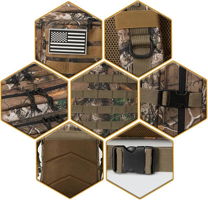 QT&QY 45L Military Tactical Backpacks Molle Army Assault Pack 3 Day Bug Out Bag Hiking Treeking Rucksack…