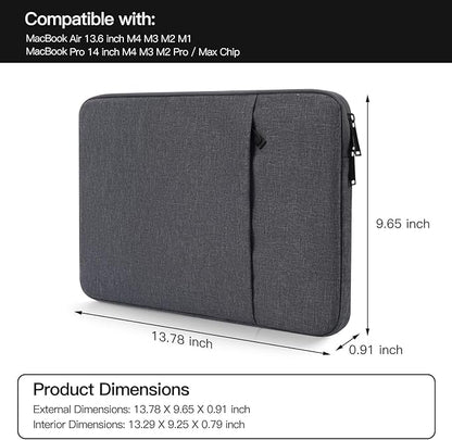 Laptop Sleeve Case for 2025 MacBook Pro 14 inch M4 M3 M2 Pro/Max A3112 A3185 A3401 A2779 A2918 A2992, Compatible with MacBook Air 13.6 inch M2 M3 M4 A2681 A3113 A3240 Water-Resistant Bag -Space Gray