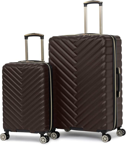 Kenneth Cole REACTION Madison Square Lightweight Hardside Chevron Expandable Spinner Luggage, Chocolate Brown, 2-Piece Set (20" & 28")