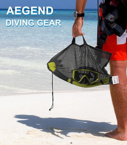 Aegend Snorkeling Gear for Adults Youth Kids, Dry Snorkel Set Panoramic View Enhanced Anti-Leak and Anti-Fog Technology, Adjustable Strap for Snorkeling Scuba Diving Swimming with Mesh Bag
