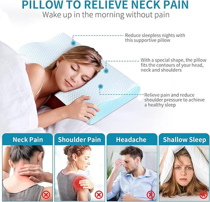 Memory Foam Pillows Neck Pillow for Sleeping, Ergonomic Cervical Pillow Bed Pillow for Side Back Stomach Sleeper, Orthopedic Contour Pillow for Neck and Shoulder Pain Relief