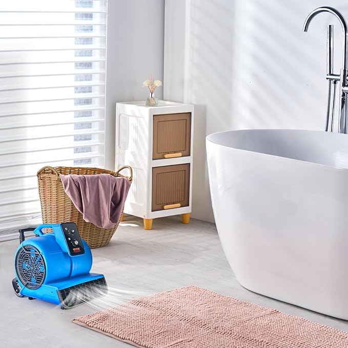 VEVOR Floor Blower, 1560 RPM 4000 CFM, Air Mover for Drying and Cooling, Portable Carpet Dryer Fan with 3 Blowing Angles, Timer, 3-Speeds Adjustment, for Janitorial, Home, Commercial Use