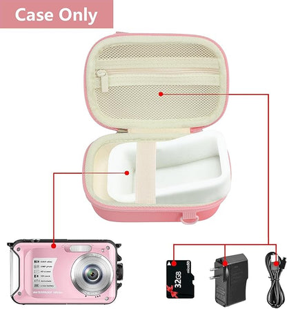 Leayjeen Underwater Camera Case Compatible with YISENCE/Trsunow/HICSHON/Yifecial/QUNVAL 11FT Waterproof Camera,Selfie Underwater Camera, Waterproof Floatable Digital Camera-Pink(Case Only)