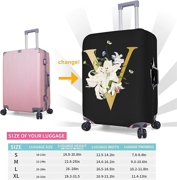 Decorative V Suitcase Protectors Elastic Washable Luggage Covers With Concealed Zippers For 18-32 Inch Luggage (Size Xl: Fits 29-32 Inch)