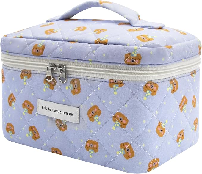 Large Makeup Bag, Cute Cosmetic Bag for Women Girls, Floral Coquette Aesthetic Toiletry Bag, Travel Make Up Organizer Bag (Sheep Print）