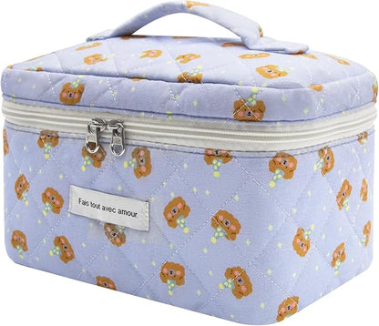Large Makeup Bag, Cute Cosmetic Bag for Women Girls, Floral Coquette Aesthetic Toiletry Bag, Travel Make Up Organizer Bag (Sheep Print）