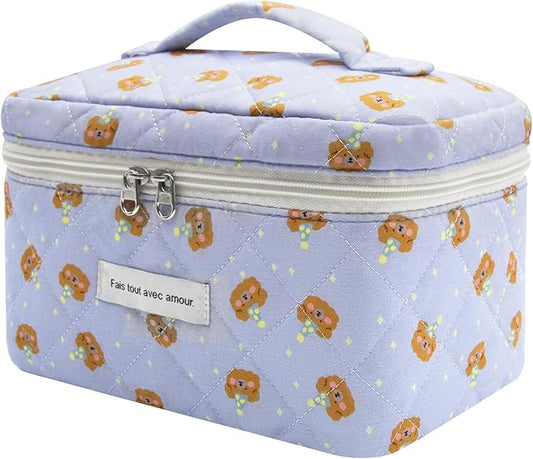 Large Makeup Bag, Cute Cosmetic Bag for Women Girls, Floral Coquette Aesthetic Toiletry Bag, Travel Make Up Organizer Bag (Sheep Print）