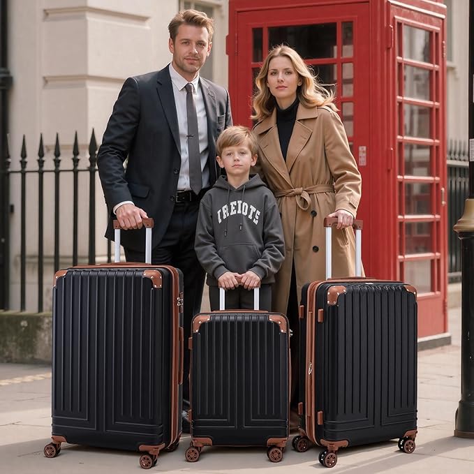 KUNEL Expandable 5 Piece Luggage Sets with Detachable Spinner Wheels and TSA Lock, Unisex Hardside ABS Suitcase Set, Hardshell Lightweight Waterproof Travel Hard Case Suitcases with Wheels, DarkGreen