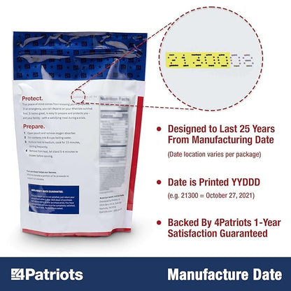 4Patriots Emergency Starter Food Kit: Emergency Food Supply Designed to Last 25 Years, 88 Servings