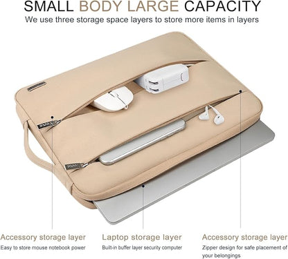 Voova 15.6 16 Inch Laptop Sleeve Case Compatible with MacBook Pro 16 M1/M2/M3/M4 Max 2019-2025, 15.6-16” Hp Lenovo Acer Asus, Waterproof Slim Computer Bag Cover with Handle, Apricot