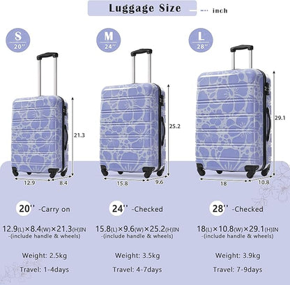 Luggage Sets 3 Piece Durable Suitcase Set with Spinner Wheels, 3 Pcs Hardside Lightweight luggage with TSA Lock, Large Checked Travel Suitcases